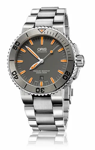 Oris Aquis Date 43 Stainless Steel / Grey / Bracelet 01 733 7653 4158-07 8 26 01PEB — фото часов Oris Aquis Date 43 Stainless Steel / Grey / Bracelet 01 733 7653 4158-07 8 26 01PEB — фото часов