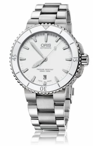 Oris Aquis Date 40 Stainless Steel / White / Bracelet 01 733 7676 4156-07 8 21 10P — фото часов Oris Aquis Date 40 Stainless Steel / White / Bracelet 01 733 7676 4156-07 8 21 10P — фото часов