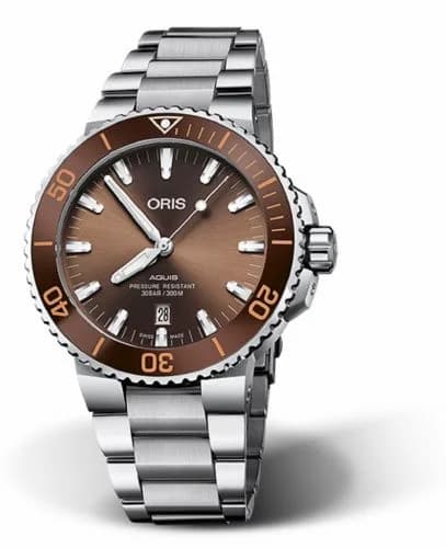 Oris Aquis Date 43.5 Stainless Steel / Brown / Bracelet 01 733 7730 4152-07 8 24 05PEB — фото часов Oris Aquis Date 43.5 Stainless Steel / Brown / Bracelet 01 733 7730 4152-07 8 24 05PEB — фото часов