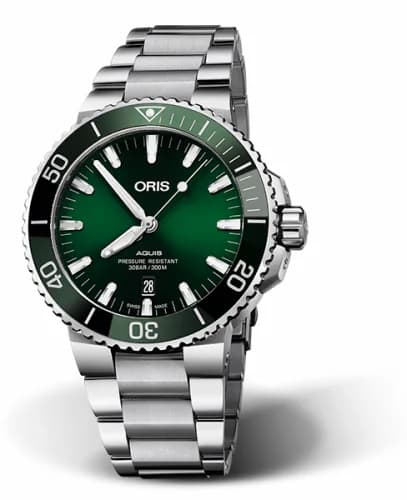 Oris Aquis Date 43 Stainless Steel / Green / Bracelet 01 733 7730 4157-07 8 24 05PEB — фото часов Oris Aquis Date 43 Stainless Steel / Green / Bracelet 01 733 7730 4157-07 8 24 05PEB — фото часов