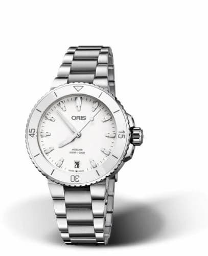 Oris Aquis Date 36.5 Stainless Steel / White / Bracelet 01 733 7731 4151-07 8 18 05P — фото часов Oris Aquis Date 36.5 Stainless Steel / White / Bracelet 01 733 7731 4151-07 8 18 05P — фото часов