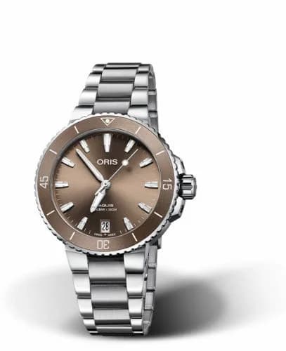 Oris Aquis Date 36.5 Stainless Steel / Brown / Bracelet 01 733 7731 4156-07 8 18 05P — фото часов Oris Aquis Date 36.5 Stainless Steel / Brown / Bracelet 01 733 7731 4156-07 8 18 05P — фото часов