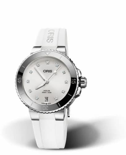Oris Aquis Date 36.5 Stainless Steel / White - Diamond / Rubber 01 733 7731 4191-07 4 18 63FC — фото часов Oris Aquis Date 36.5 Stainless Steel / White - Diamond / Rubber 01 733 7731 4191-07 4 18 63FC — фото часов