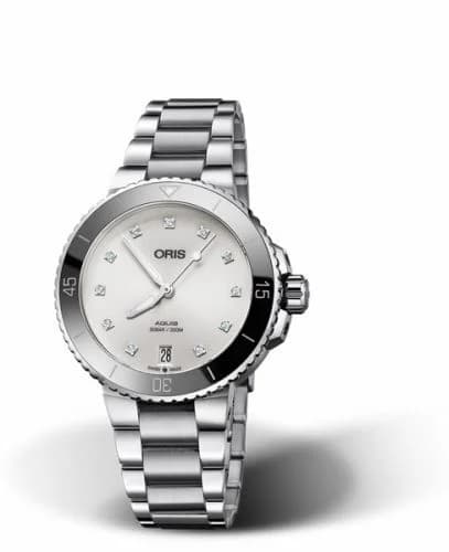 Oris Aquis Date 36.5 Stainless Steel / White - Diamond / Bracelet 01 733 7731 4191-07 8 18 05P — фото часов Oris Aquis Date 36.5 Stainless Steel / White - Diamond / Bracelet 01 733 7731 4191-07 8 18 05P — фото часов