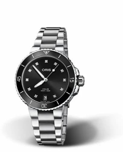 Oris Aquis Date 36.5 Stainless Steel / Black - Diamond / Bracelet 01 733 7731 4194-07 8 18 05P — фото часов Oris Aquis Date 36.5 Stainless Steel / Black - Diamond / Bracelet 01 733 7731 4194-07 8 18 05P — фото часов