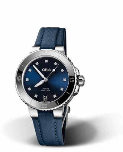 Oris Aquis Date Diamonds 36.5 Stainless Steel / Blue - Diamond / Textile 01 733 7731 4195-07 5 18 46FC — фото часов Oris Aquis Date Diamonds 36.5 Stainless Steel / Blue - Diamond / Textile 01 733 7731 4195-07 5 18 46FC — фото часов