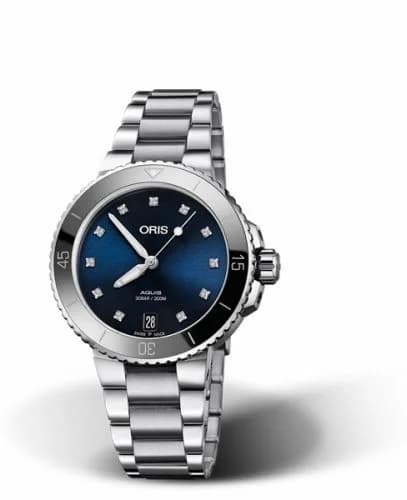 Oris Aquis Date 36.5 Stainless Steel / Blue - Diamond / Bracelet 01 733 7731 4195-07 8 18 05P — фото часов Oris Aquis Date 36.5 Stainless Steel / Blue - Diamond / Bracelet 01 733 7731 4195-07 8 18 05P — фото часов