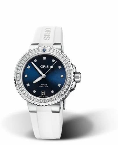 Oris Aquis Date Diamonds 36.5 Stainless Steel / Blue - Diamond / Rubber 01 733 7731 4995-07 4 18 63FC — фото часов Oris Aquis Date Diamonds 36.5 Stainless Steel / Blue - Diamond / Rubber 01 733 7731 4995-07 4 18 63FC — фото часов
