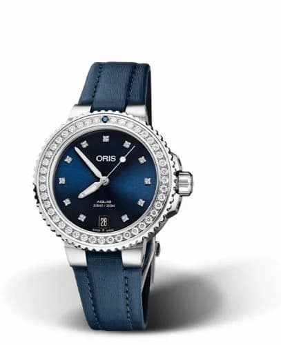 Oris Aquis Date Diamonds 36.5 Stainless Steel - Diamond / Blue - Diamond / Textile 01 733 7731 4995-07 5 18 46FC — фото часов Oris Aquis Date Diamonds 36.5 Stainless Steel - Diamond / Blue - Diamond / Textile 01 733 7731 4995-07 5 18 46FC — фото часов