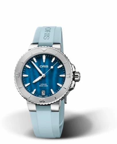 Oris Aquis Date 36.5 Stainless Steel / Aegean Blue / Rubber 01 733 7770 4155-07 4 18 65FC — фото часов Oris Aquis Date 36.5 Stainless Steel / Aegean Blue / Rubber 01 733 7770 4155-07 4 18 65FC — фото часов