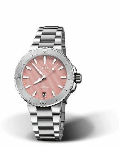 Oris Aquis Date 36.5 Stainless Steel / Pink MOP / Bracelet 01 733 7770 4158-07 8 18 05P — фото часов Oris Aquis Date 36.5 Stainless Steel / Pink MOP / Bracelet 01 733 7770 4158-07 8 18 05P — фото часов
