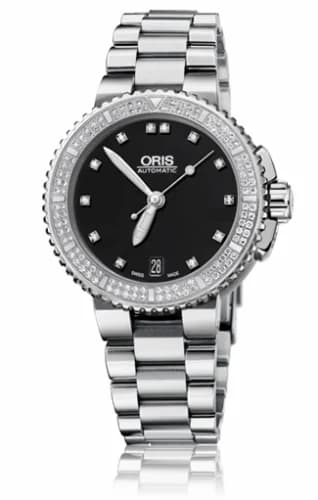 Oris Aquis Date Diamonds 36 Stainless Steel / Black - Diamond / Bracelet 733 7652 4994-07 8 18 01P — фото часов Oris Aquis Date Diamonds 36 Stainless Steel / Black - Diamond / Bracelet 733 7652 4994-07 8 18 01P — фото часов
