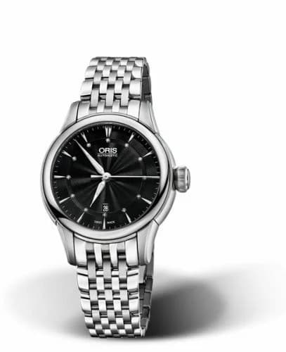 Oris Artelier Date Diamonds 31 Stainless Steel / Black / Bracelet 01 561 7687 4094-07 8 14 77 — фото часов Oris Artelier Date Diamonds 31 Stainless Steel / Black / Bracelet 01 561 7687 4094-07 8 14 77 — фото часов