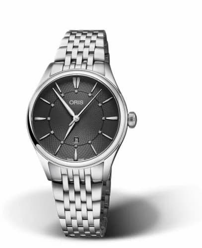 Oris Artelier Date Diamonds 33 Stainless Steel / Grey / Bracelet 01 561 7724 4053-07 8 17 79 — фото часов Oris Artelier Date Diamonds 33 Stainless Steel / Grey / Bracelet 01 561 7724 4053-07 8 17 79 — фото часов