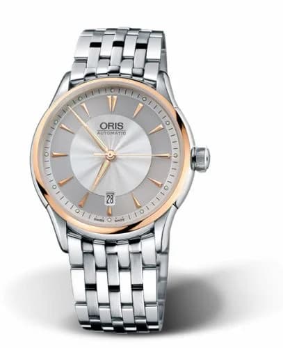 Oris Artelier Date 40 Stainless Steel - Rose Gold / Silver / Bracelet 01 733 7591 6351-07 8 21 73 — фото часов Oris Artelier Date 40 Stainless Steel - Rose Gold / Silver / Bracelet 01 733 7591 6351-07 8 21 73 — фото часов