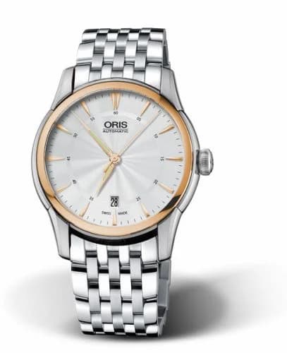 Oris Artelier Date 40.5 Stainless Steel - Rose Gold / Silver / Bracelet 01 733 7670 6351-07 8 21 77 — фото часов Oris Artelier Date 40.5 Stainless Steel - Rose Gold / Silver / Bracelet 01 733 7670 6351-07 8 21 77 — фото часов