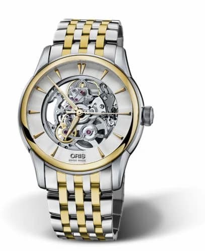 Oris Artelier Skeleton 40.5 Stainless Steel - Yellow Gold / Bracelet 01 734 7670 4351-07 8 21 78 — фото часов Oris Artelier Skeleton 40.5 Stainless Steel - Yellow Gold / Bracelet 01 734 7670 4351-07 8 21 78 — фото часов