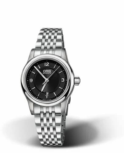 Oris Classic Date Lady 28.5 Stainless Steel / Black / Bracelet 01 561 7650 4034-07 8 14 10 — фото часов Oris Classic Date Lady 28.5 Stainless Steel / Black / Bracelet 01 561 7650 4034-07 8 14 10 — фото часов