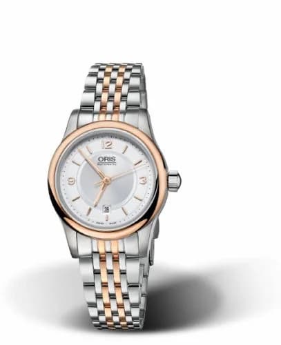 Oris Classic Date Lady 28.5 Stainless Steel - Rose Gold / Silver / Bracelet 01 561 7650 4331-07 8 14 12 — фото часов Oris Classic Date Lady 28.5 Stainless Steel - Rose Gold / Silver / Bracelet 01 561 7650 4331-07 8 14 12 — фото часов
