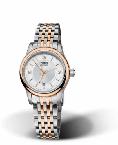 Oris Classic Date Lady 28.5 Stainless Steel - Rose Gold / Silver / Bracelet 01 561 7650 4331-07 8 14 63 — фото часов Oris Classic Date Lady 28.5 Stainless Steel - Rose Gold / Silver / Bracelet 01 561 7650 4331-07 8 14 63 — фото часов