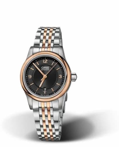 Oris Classic Date Lady 28.5 Stainless Steel - Rose Gold / Black / Bracelet 01 561 7650 4334-07 8 14 12 — фото часов Oris Classic Date Lady 28.5 Stainless Steel - Rose Gold / Black / Bracelet 01 561 7650 4334-07 8 14 12 — фото часов