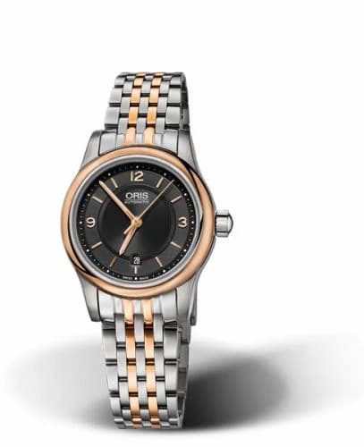Oris Classic Date Lady 28.5 Stainless Steel - Rose Gold / Black / Bracelet 01 561 7650 4334-07 8 14 63 — фото часов Oris Classic Date Lady 28.5 Stainless Steel - Rose Gold / Black / Bracelet 01 561 7650 4334-07 8 14 63 — фото часов