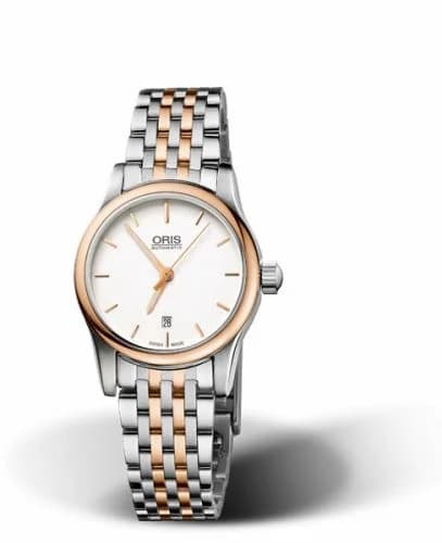 Oris Classic Date Lady 28.5 Stainless Steel - Rose Gold / Silver / Bracelet 01 561 7650 4351-07 8 14 63 — фото часов Oris Classic Date Lady 28.5 Stainless Steel - Rose Gold / Silver / Bracelet 01 561 7650 4351-07 8 14 63 — фото часов