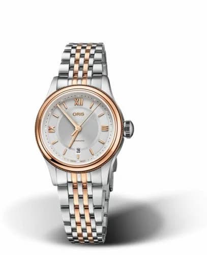 Oris Classic Date Lady 28.5 Stainless Steel - Rose Gold / Silver / Bracelet 01 561 7718 4371-07 8 14 12 — фото часов Oris Classic Date Lady 28.5 Stainless Steel - Rose Gold / Silver / Bracelet 01 561 7718 4371-07 8 14 12 — фото часов