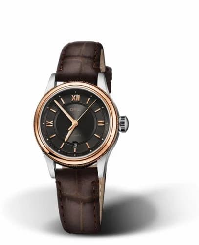 Oris Classic Date Lady 28.5 Stainless Steel - Rose Gold / Grey 01 561 7718 4373-07 5 14 32 — фото часов Oris Classic Date Lady 28.5 Stainless Steel - Rose Gold / Grey 01 561 7718 4373-07 5 14 32 — фото часов