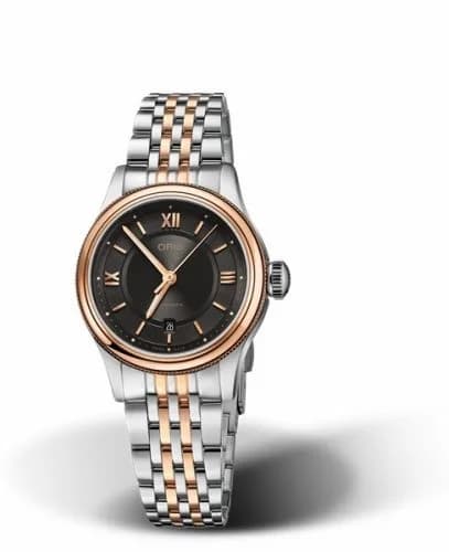 Oris Classic Date Lady 28.5 Stainless Steel - Rose Gold / Grey / Bracelet 01 561 7718 4373-07 8 14 12 — фото часов Oris Classic Date Lady 28.5 Stainless Steel - Rose Gold / Grey / Bracelet 01 561 7718 4373-07 8 14 12 — фото часов