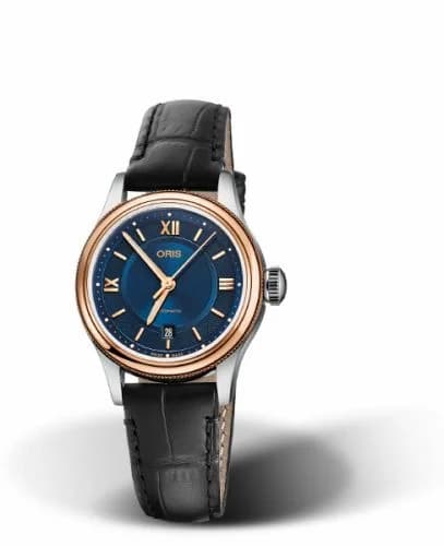 Oris Classic Date Lady 28.5 Stainless Steel - Rose Gold / Blue 01 561 7718 4375-07 5 14 35 — фото часов Oris Classic Date Lady 28.5 Stainless Steel - Rose Gold / Blue 01 561 7718 4375-07 5 14 35 — фото часов