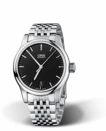 Oris Classic Date 37 Stainless Steel / Black / Bracelet 01 733 7578 4054-07 8 18 61 — фото часов Oris Classic Date 37 Stainless Steel / Black / Bracelet 01 733 7578 4054-07 8 18 61 — фото часов