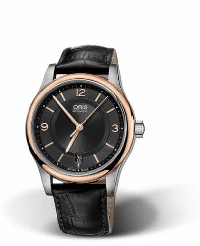 Oris Classic Date 37 Stainless Steel - Rose Gold / Black 01 733 7578 4334-07 5 18 11 — фото часов Oris Classic Date 37 Stainless Steel - Rose Gold / Black 01 733 7578 4334-07 5 18 11 — фото часов
