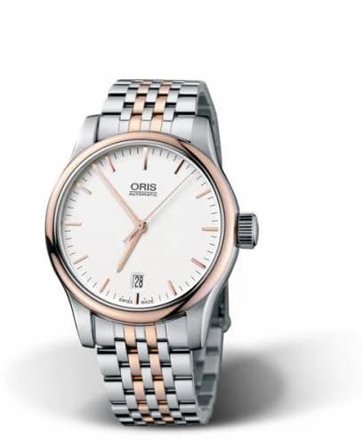 Oris Classic Date 37 Stainless Steel - Rose Gold / Silver / Bracelet 01 733 7578 4351-07 8 18 63 — фото часов Oris Classic Date 37 Stainless Steel - Rose Gold / Silver / Bracelet 01 733 7578 4351-07 8 18 63 — фото часов
