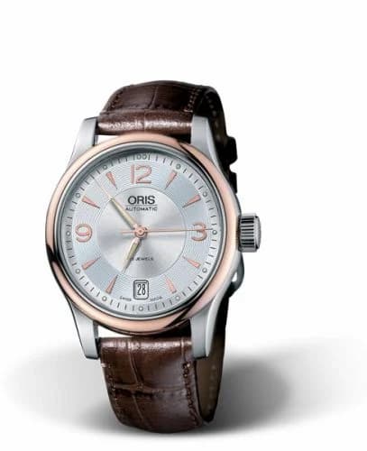 Oris Classic Date 37 Stainless Steel - Rose Gold / Silver 01 733 7578 4361-07 5 18 10 — фото часов Oris Classic Date 37 Stainless Steel - Rose Gold / Silver 01 733 7578 4361-07 5 18 10 — фото часов