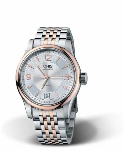 Oris Classic Date 37 Stainless Steel - Rose Gold / Silver / Bracelet 01 733 7578 4361-07 8 18 63 — фото часов Oris Classic Date 37 Stainless Steel - Rose Gold / Silver / Bracelet 01 733 7578 4361-07 8 18 63 — фото часов