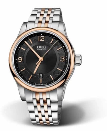 Oris Classic Date 42 Stainless Steel - Rose Gold / Black / Bracelet 01 733 7594 4334-07 8 20 12 — фото часов Oris Classic Date 42 Stainless Steel - Rose Gold / Black / Bracelet 01 733 7594 4334-07 8 20 12 — фото часов