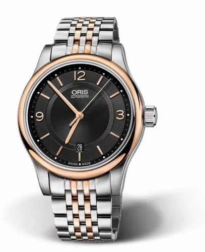 Oris Classic Date 42 Stainless Steel - Rose Gold / Black / Bracelet 01 733 7594 4334-07 8 20 63 — фото часов Oris Classic Date 42 Stainless Steel - Rose Gold / Black / Bracelet 01 733 7594 4334-07 8 20 63 — фото часов