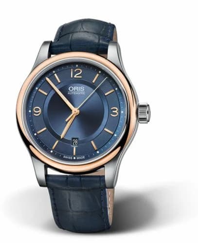 Oris Classic Date 42 Stainless Steel - Rose Gold / Blue 01 733 7594 4335-07 5 20 85 — фото часов Oris Classic Date 42 Stainless Steel - Rose Gold / Blue 01 733 7594 4335-07 5 20 85 — фото часов