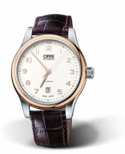 Oris Classic Date 42 Stainless Steel - Rose Gold / Silver 01 733 7594 4391-07 5 20 12 — фото часов Oris Classic Date 42 Stainless Steel - Rose Gold / Silver 01 733 7594 4391-07 5 20 12 — фото часов