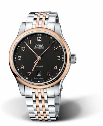 Oris Classic Date 42 Stainless Steel - Rose Gold / Black / Bracelet 01 733 7594 4394-07 8 20 63 — фото часов Oris Classic Date 42 Stainless Steel - Rose Gold / Black / Bracelet 01 733 7594 4394-07 8 20 63 — фото часов