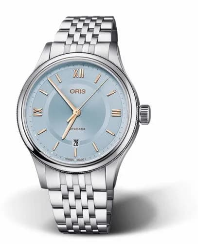 Oris Classic Date 42 Stainless Steel / Ice Blue / Bracelet 01 733 7719 4015-07 8 20 10 — фото часов Oris Classic Date 42 Stainless Steel / Ice Blue / Bracelet 01 733 7719 4015-07 8 20 10 — фото часов