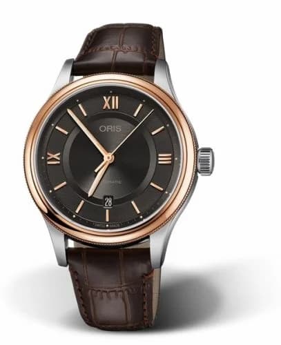 Oris Classic Date 42 Stainless Steel - Rose Gold / Grey 01 733 7719 4373-07 5 20 32 — фото часов Oris Classic Date 42 Stainless Steel - Rose Gold / Grey 01 733 7719 4373-07 5 20 32 — фото часов