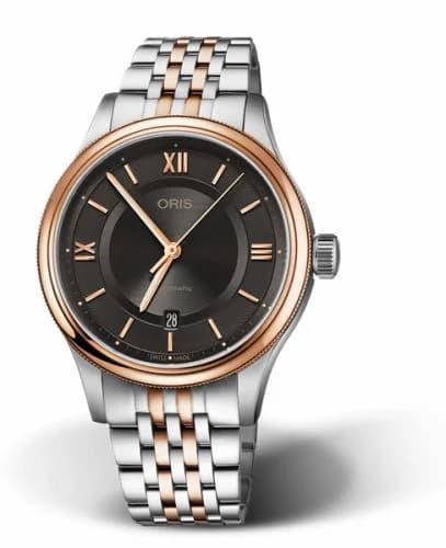 Oris Classic Date 42 Stainless Steel - Rose Gold / Grey / Bracelet 01 733 7719 4373-07 8 20 12 — фото часов Oris Classic Date 42 Stainless Steel - Rose Gold / Grey / Bracelet 01 733 7719 4373-07 8 20 12 — фото часов