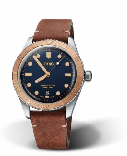 Oris Divers Sixty-Five 40 Stainless Steel / Bronze / Blue / Calf 01 733 7707 4355-07 5 20 45 — фото часов Oris Divers Sixty-Five 40 Stainless Steel / Bronze / Blue / Calf 01 733 7707 4355-07 5 20 45 — фото часов