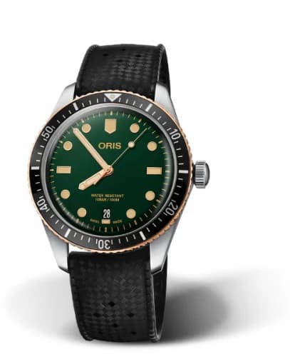 Oris Divers Sixty-Five 40 Stainless Steel / Bronze / Green / Rubber 01 733 7707 4357-07 4 20 18 — фото часов Oris Divers Sixty-Five 40 Stainless Steel / Bronze / Green / Rubber 01 733 7707 4357-07 4 20 18 — фото часов