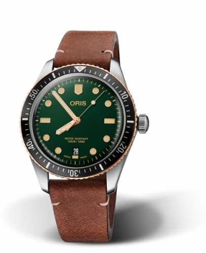 Oris Divers Sixty-Five 40 Stainless Steel / Bronze / Green / Calf 01 733 7707 4357-07 5 20 45 — фото часов Oris Divers Sixty-Five 40 Stainless Steel / Bronze / Green / Calf 01 733 7707 4357-07 5 20 45 — фото часов