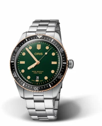 Oris Divers Sixty-Five 40 Stainless Steel / Bronze / Green / Bracelet 01 733 7707 4357-07 8 20 18 — фото часов Oris Divers Sixty-Five 40 Stainless Steel / Bronze / Green / Bracelet 01 733 7707 4357-07 8 20 18 — фото часов