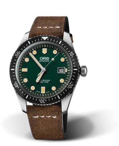 Oris Divers Sixty-Five 42 Stainless Steel / Green / Calf 01 733 7720 4057-07 5 21 02 — фото часов Oris Divers Sixty-Five 42 Stainless Steel / Green / Calf 01 733 7720 4057-07 5 21 02 — фото часов