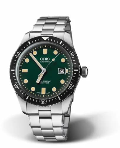 Oris Divers Sixty-Five 42 Stainless Steel / Green / Bracelet 01 733 7720 4057-07 8 21 18 — фото часов Oris Divers Sixty-Five 42 Stainless Steel / Green / Bracelet 01 733 7720 4057-07 8 21 18 — фото часов